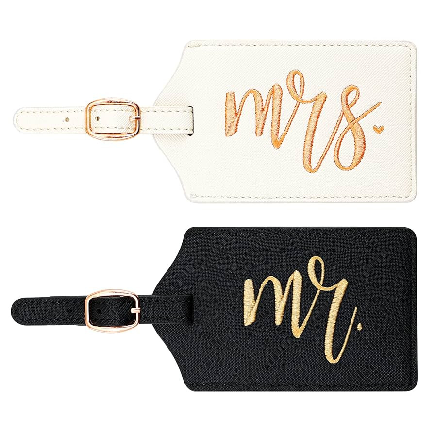 CHOIEO Mr and Mrs Luggage Tags, Bridal Shower Gift Honeymoon Gifts Wedding Gifts for Bride, PU Le... | Amazon (US)