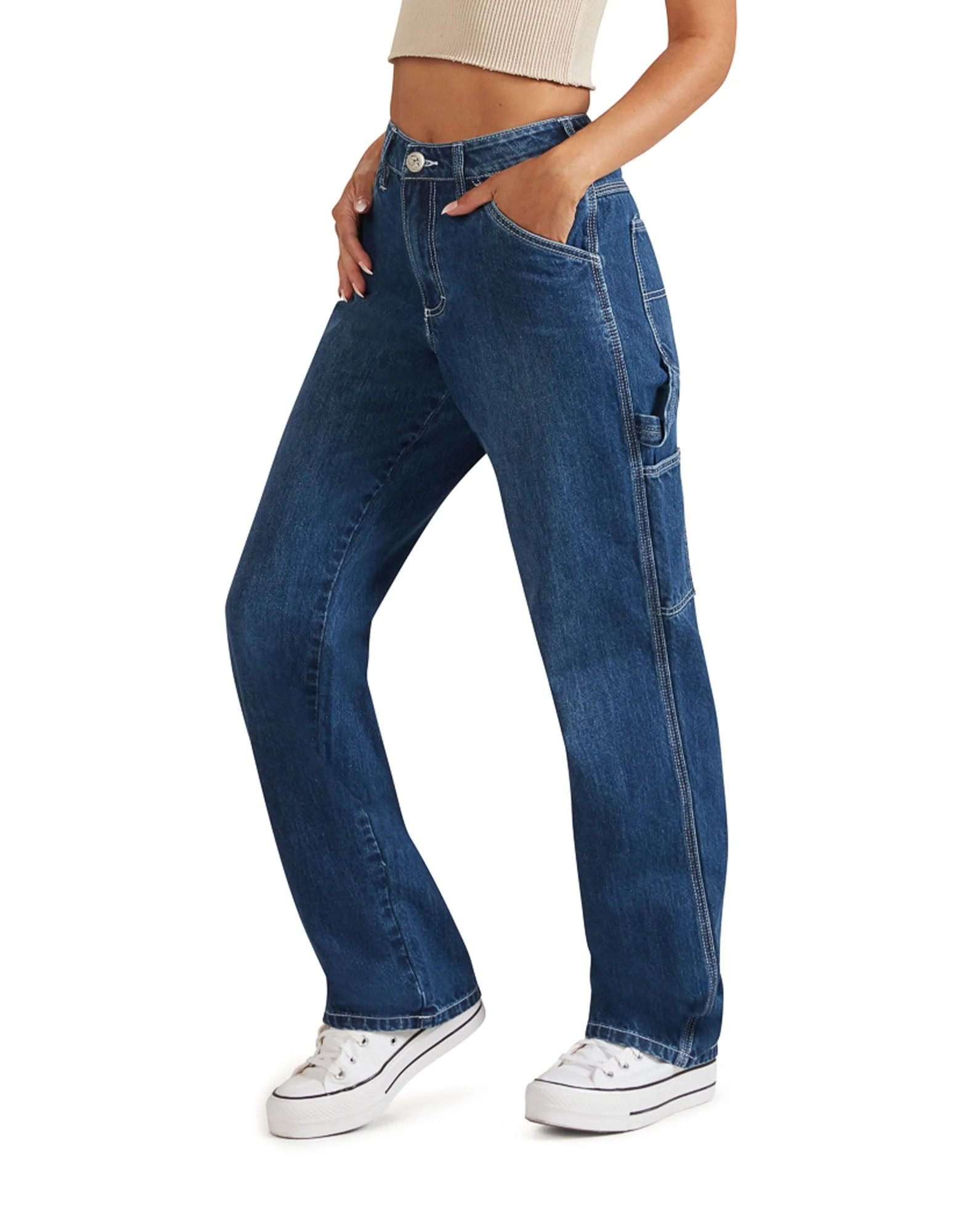 RELAXED FIT CARPENTER PANT (MEDIUM WASH DENIM) | Five Star General Pants