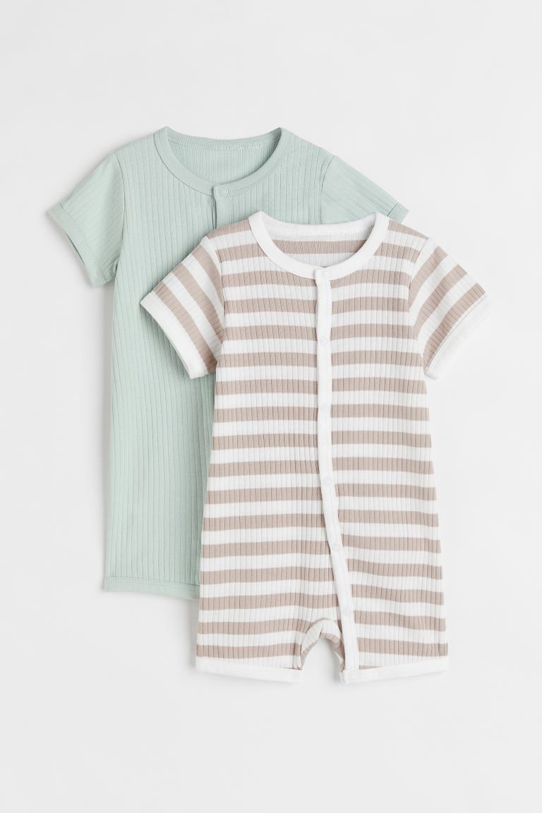 2-pack Ribbed Cotton Pajama Jumpsuits | H&M (US + CA)