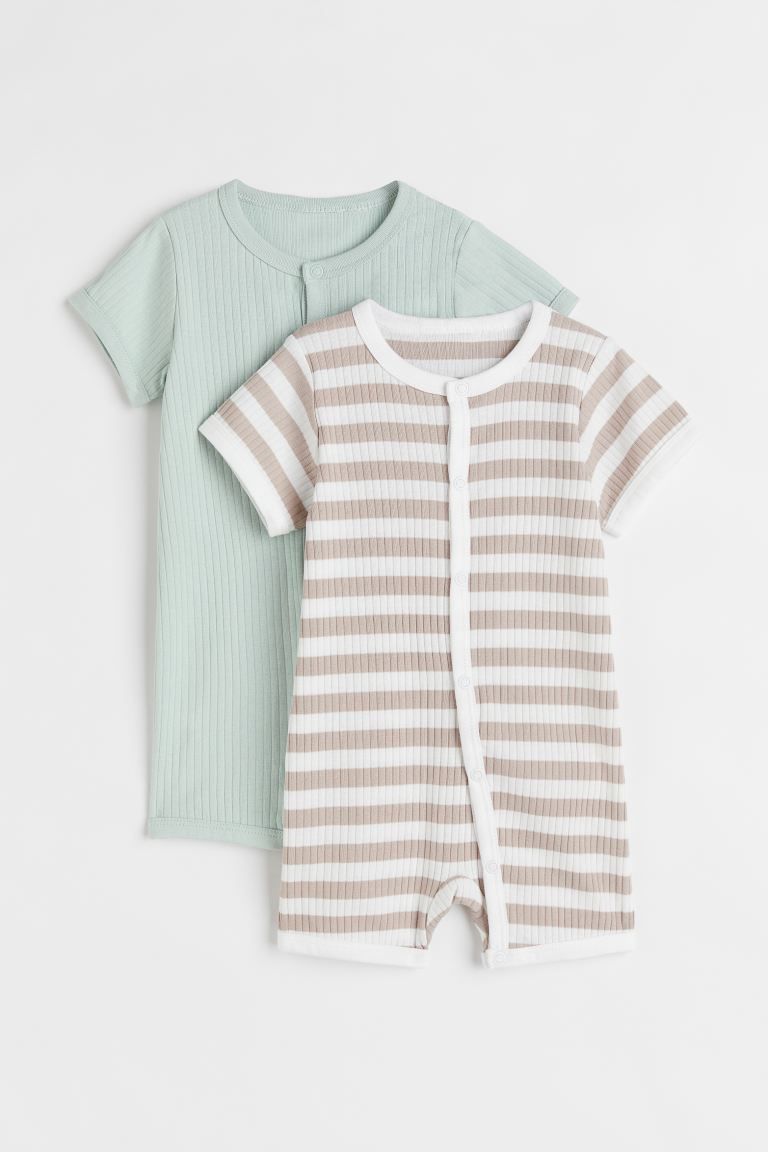 2-pack Ribbed Cotton Pajama Jumpsuits | H&M (US)