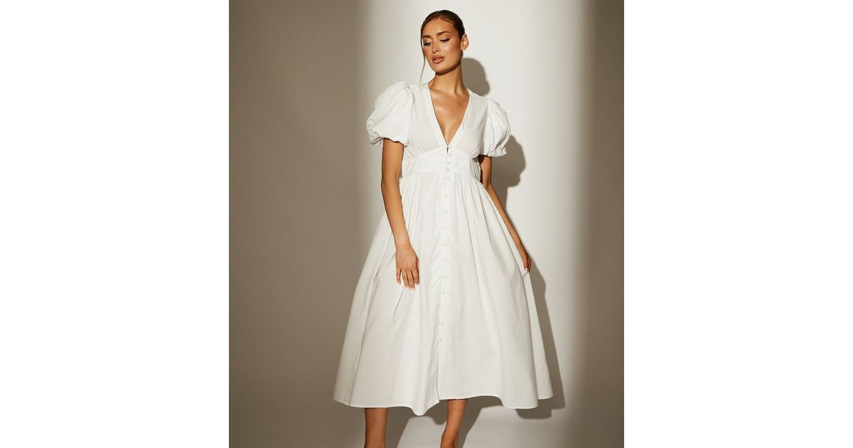 South Beach White Puff Sleeve Midi Dress | New Look | New Look (UK)