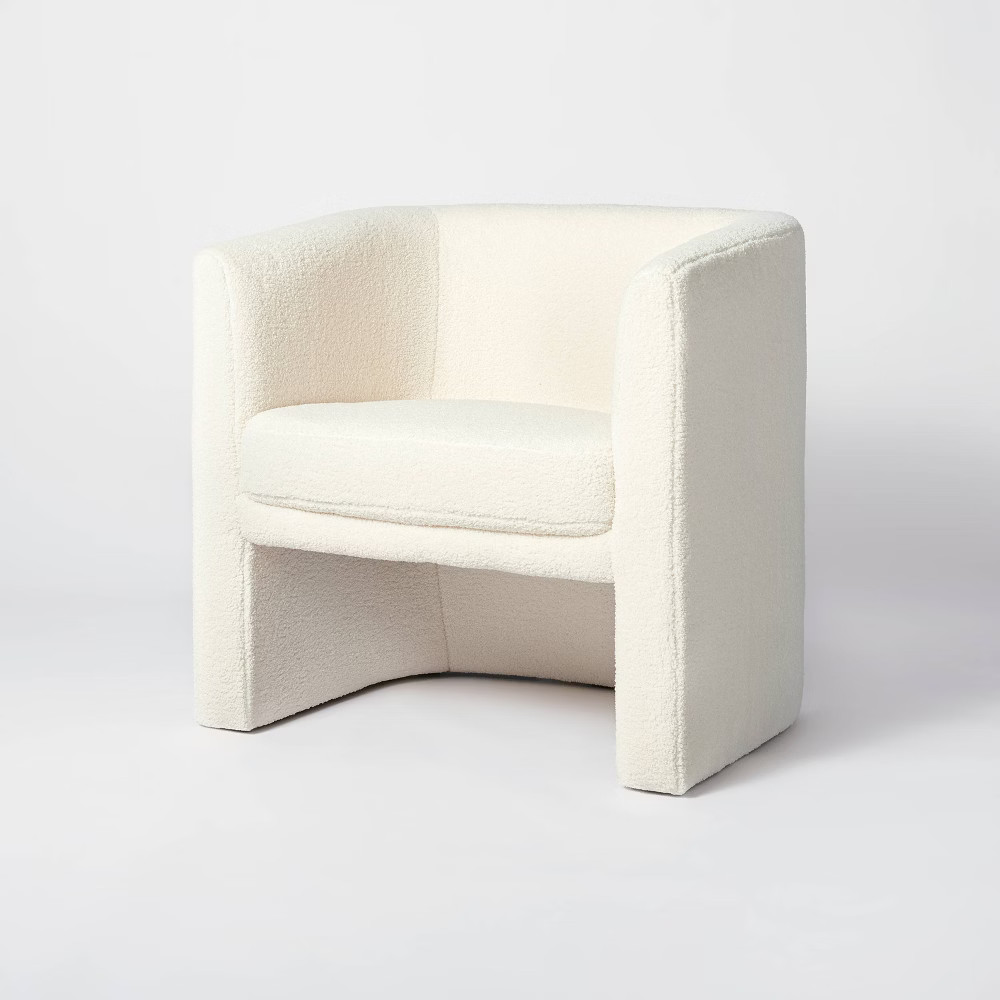 Vernon Upholstered Barrel Accent Chair Faux Shearling Cream - Threshold designed with Studio McGee | Target