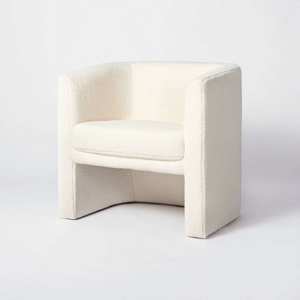 Vernon Upholstered Barrel Accent Chair Cream Sherpa - Threshold designed with Studio McGee | Target