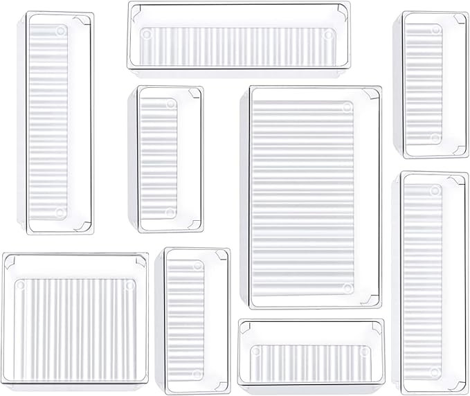 Kootek 9 Pcs Drawer Organizer Set, 4-Size Bathroom Vanity Trays Makeup Desk Dividers Versatile St... | Amazon (US)