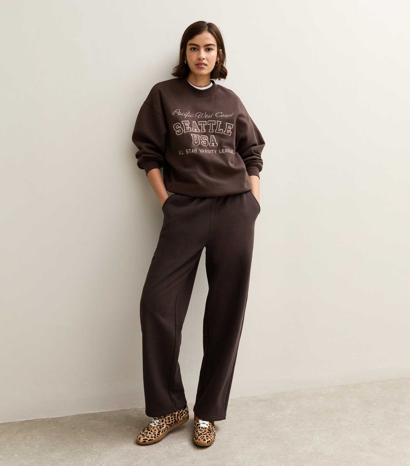 Brown Seattle Slogan Print Sweatshirt | New Look | New Look (UK)