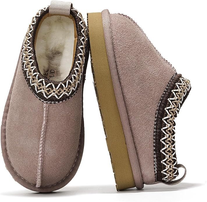 Project Cloud 100% Genuine Leather & Australian Shearling Slippers for Kids - Memory Foam Fuzzy &... | Amazon (US)