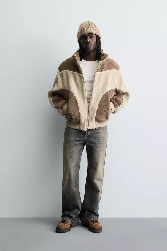 FAUX SHEARLING JACKET WITH CONTRAST TRIMS | Zara UK