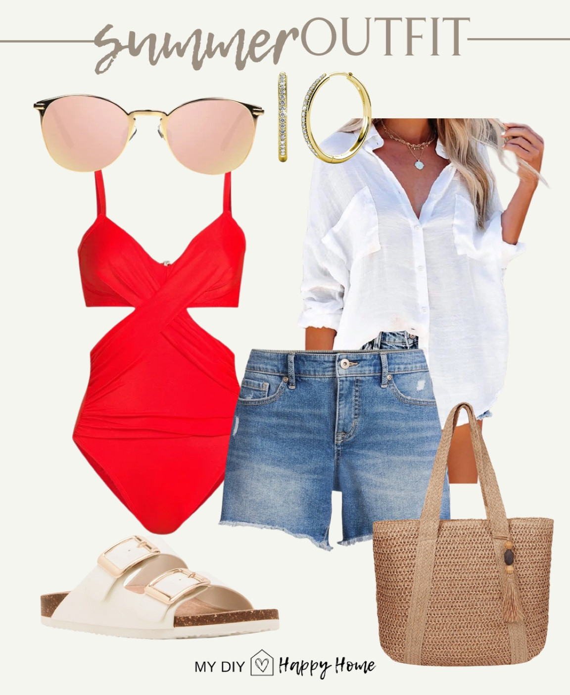 Summer outfit: pool/beach day 

White button down coverup 
Red swim suit 
Denim shorts
Buckle candles 
Sunglasses 
Straw tote 


#fashion #summerswim #summershorts #beachday #poolside #summerfashion #walmartfashion #walmartfinds @walmart 

#LTKMidsize #LTKFindsUnder50 #LTKSwim