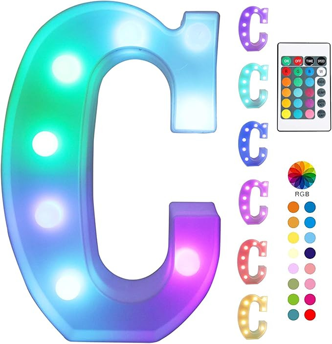 Pooqla Colorful LED Marquee Letter Lights with Remote – Light Up Marquee Signs – Letters with... | Amazon (US)