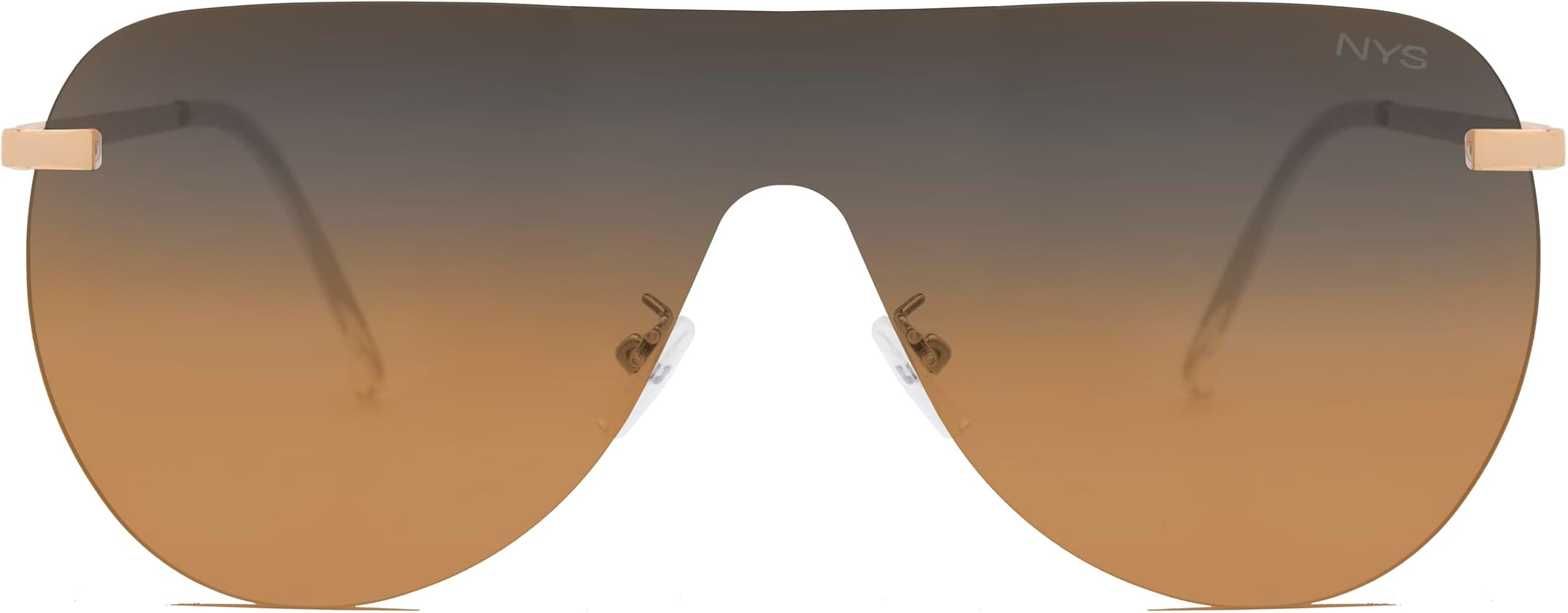 NYS Collection Rimless Oversized Flat Top Shield Sunglasses for Men Women – Aviator Style, 100%... | Amazon (US)