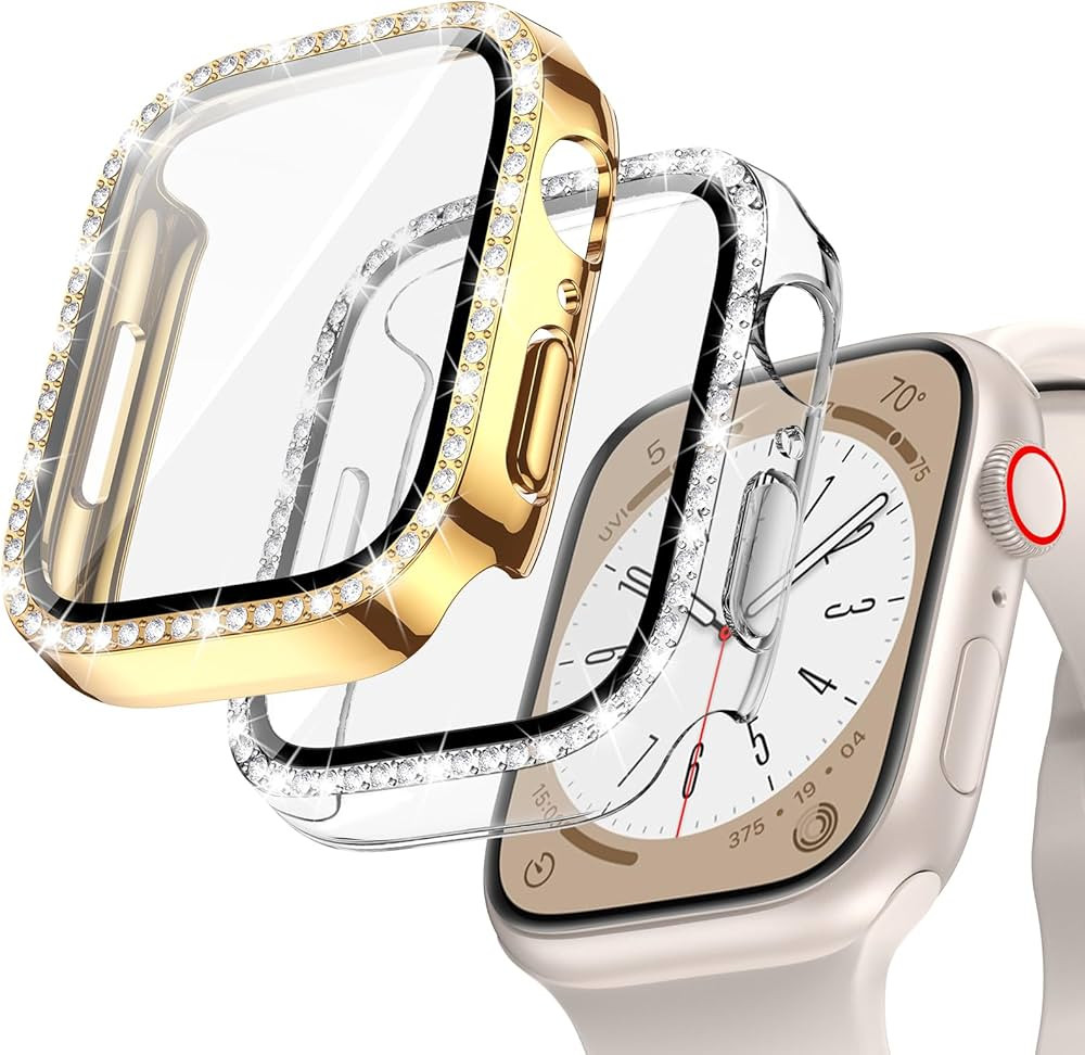 2-Pack Goton Bling Case for Apple Watch Series 9 8 7 Screen Protector 41mm, Women Glitter Diamond... | Amazon (US)