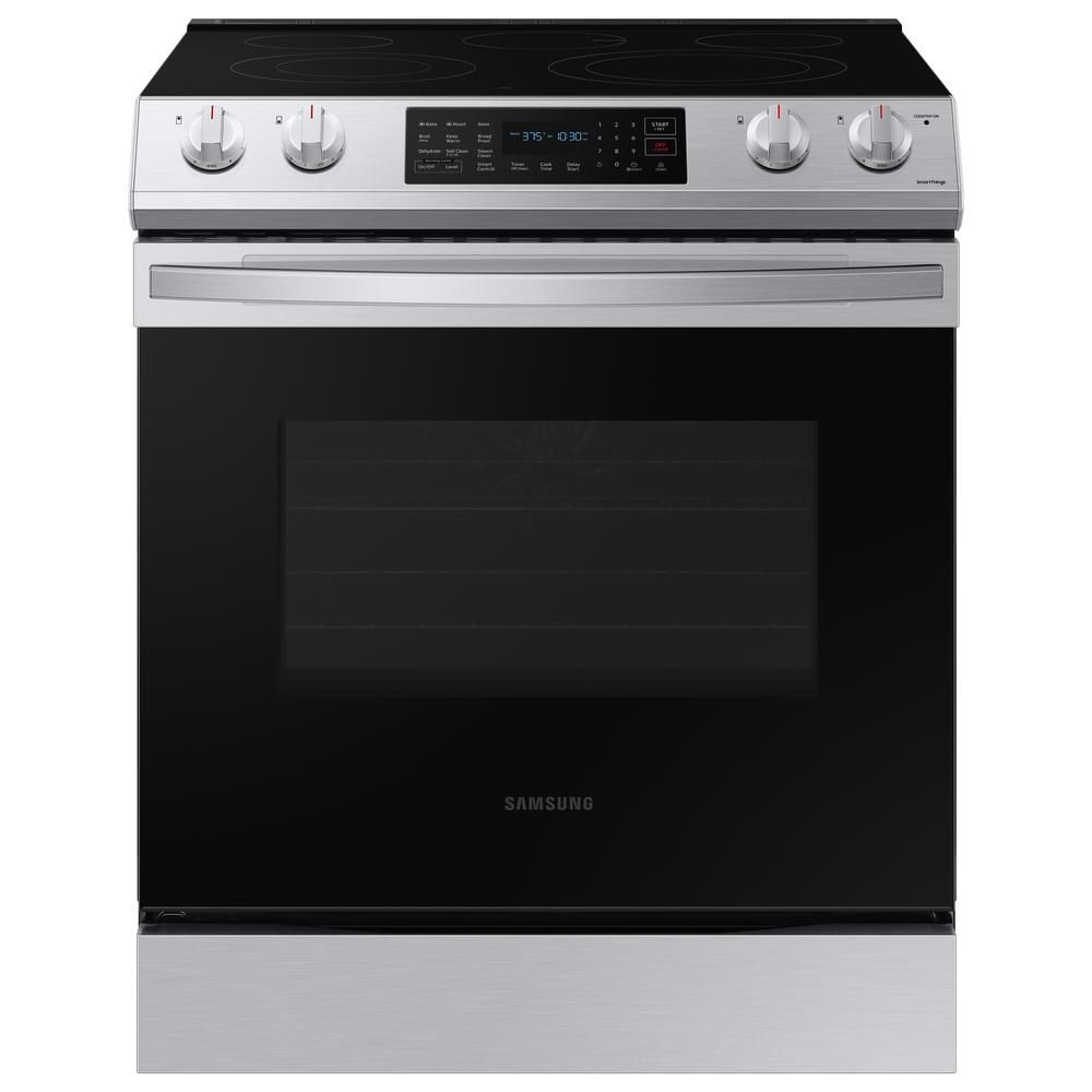Samsung 30 in. 6.3 cu. ft. Slide-In Electric Convection Range Oven in Fingerprint Resistant Stainles | The Home Depot