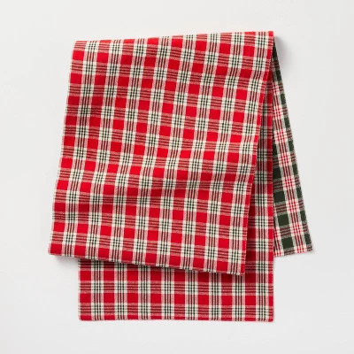 14"x72" Reversible Plaid Runner Green/Red - Hearth & Hand™ with Magnolia | Target