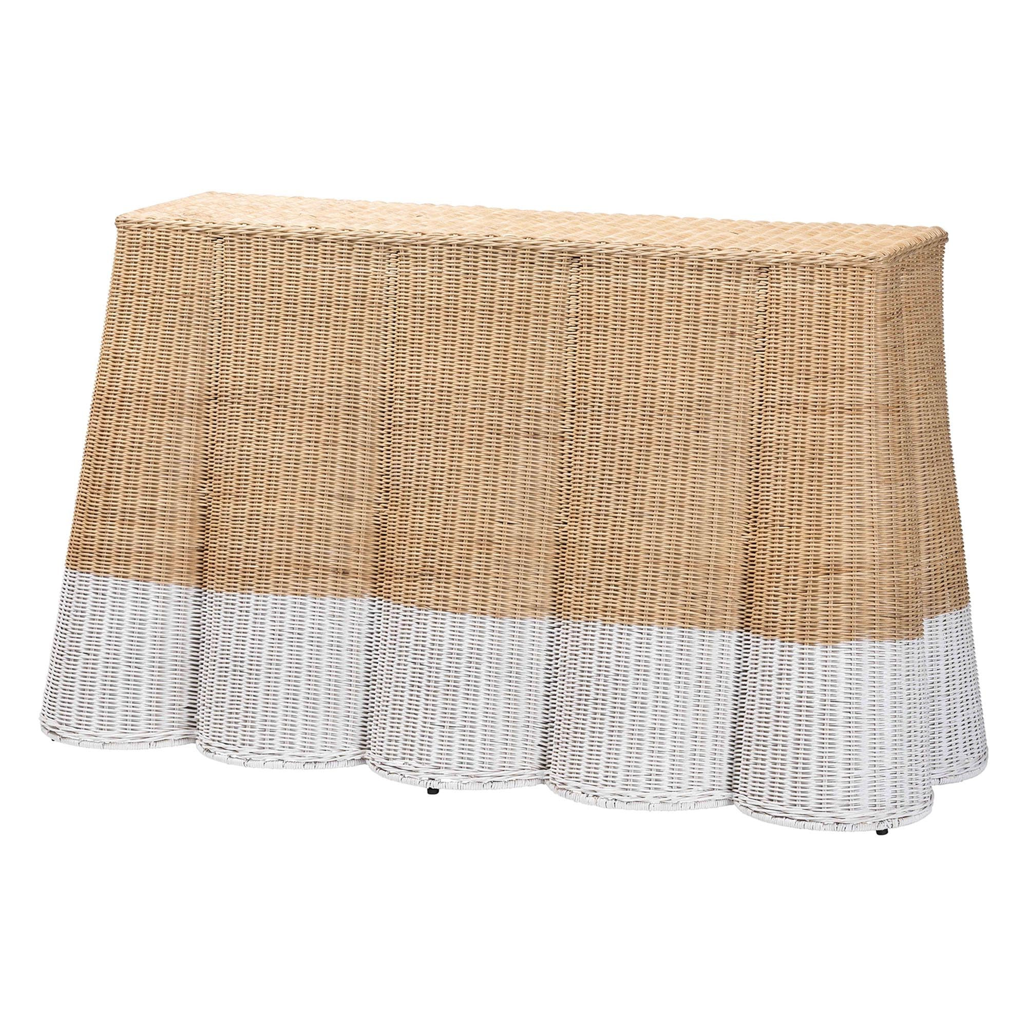 Bali & pari Palm Scallop Natural Rattan Console Table - Handwoven Wicker Accent Table, Coastal & ... | Amazon (US)