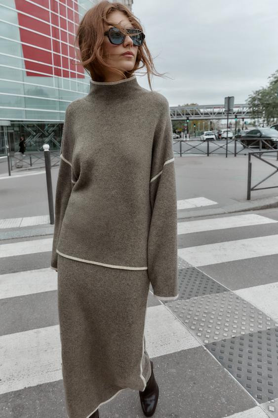 CONTRAST PIPING KNIT SWEATER | Zara US