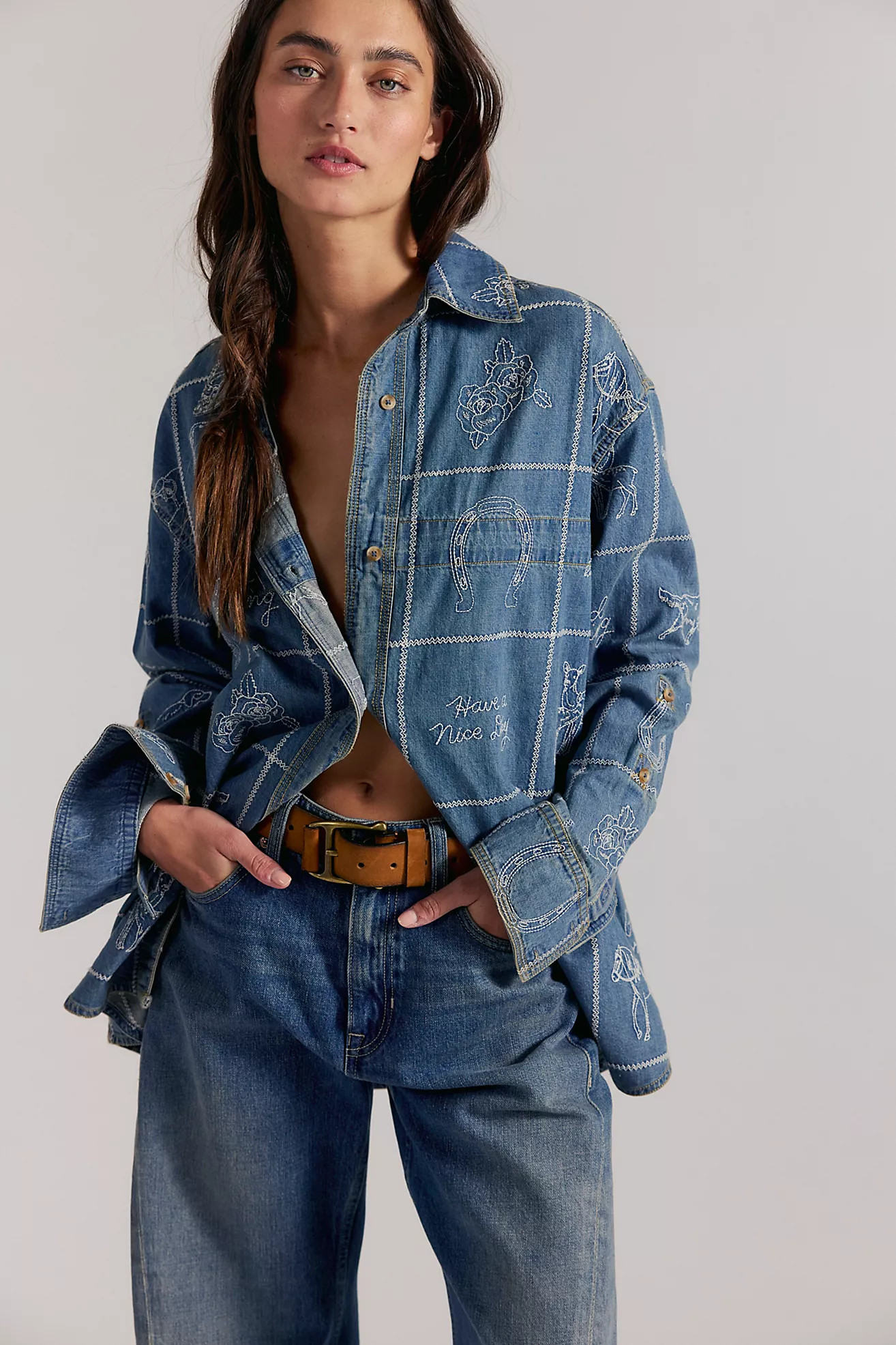 We The Free Have A Nice Day Denim Top | Free People (Global - UK&FR Excluded)