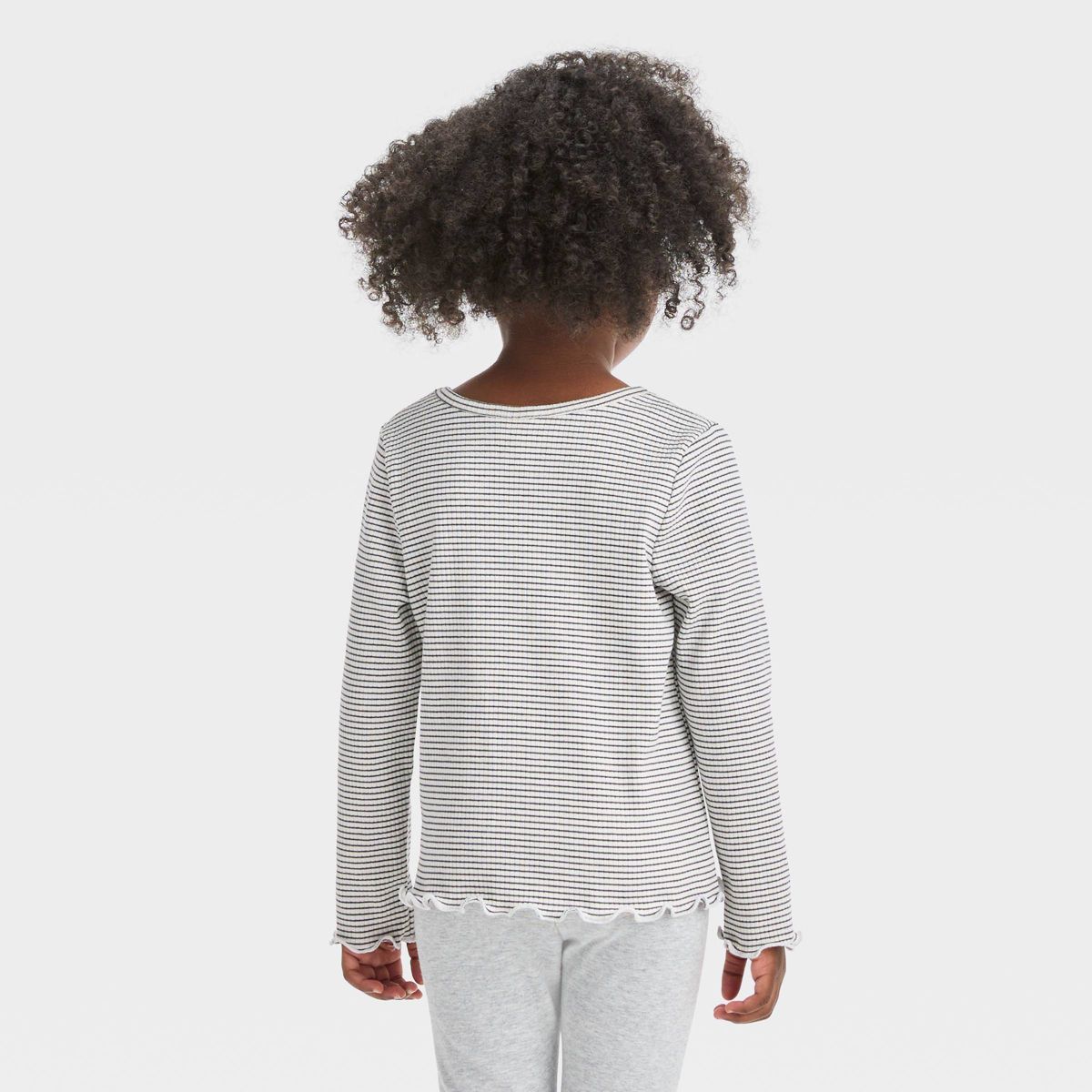 Toddler Girls' Striped Ribbed Long Sleeve T-Shirt - Cat & Jack™ Black | Target