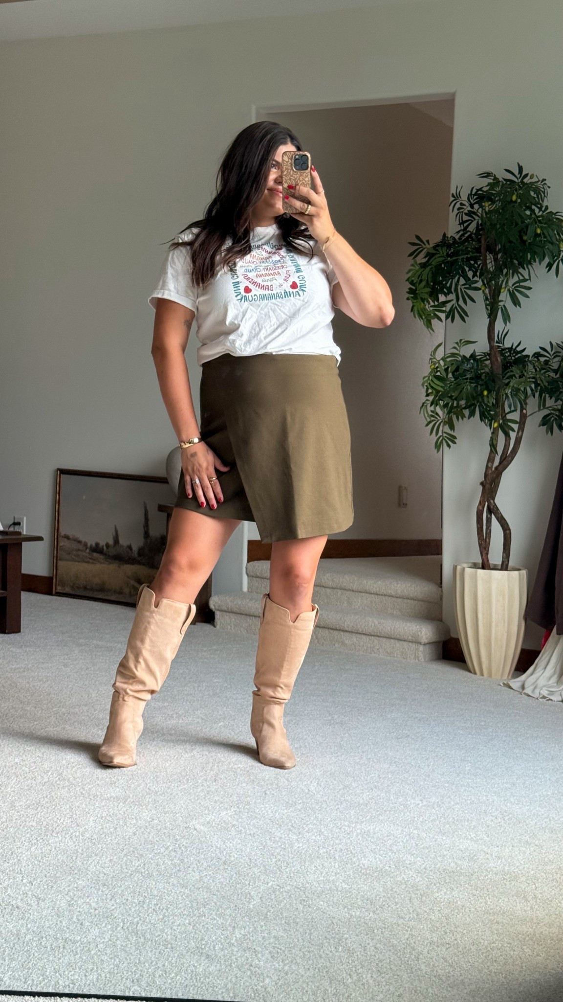 Casual fall transition outfit with a graphic tee and wrap skirt- would be a cute concert outfit or a casual night out!

Wearing size XL in the skirt and dl in the graphic Tee, it is tucked

#Midsize #Concert #Fall #Affordable #Teacher #Maternity #Style #Pregnancy 

#LTKBump #LTKMidsize #LTKSeasonal