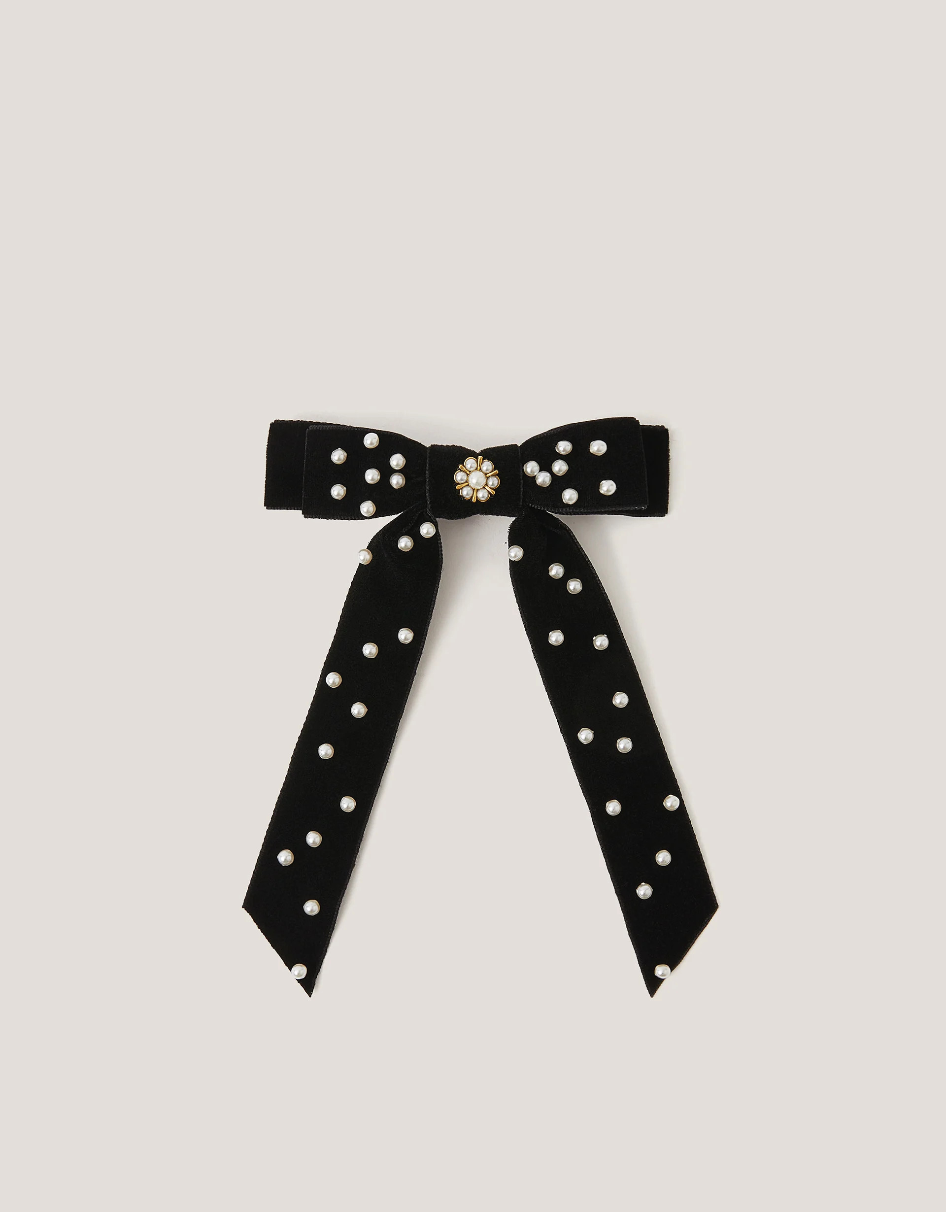 Pearly Velvet Ribbon Bow Hair Clip | Monsoon (UK)
