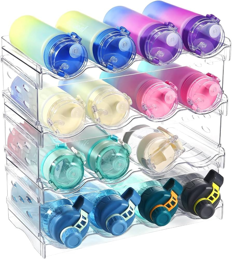 4 Pack Plastic Water Bottle Organizer Rack, Stackable Storage Holder Rack - Water, Wine, and Drin... | Amazon (CA)