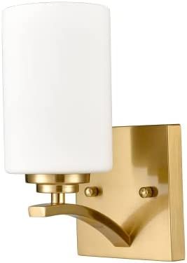 Castellarano Brass Modern Wall Sconce Set of 2 Bathroom Vanity Light Cylinder Glass Wall Mount Li... | Amazon (US)