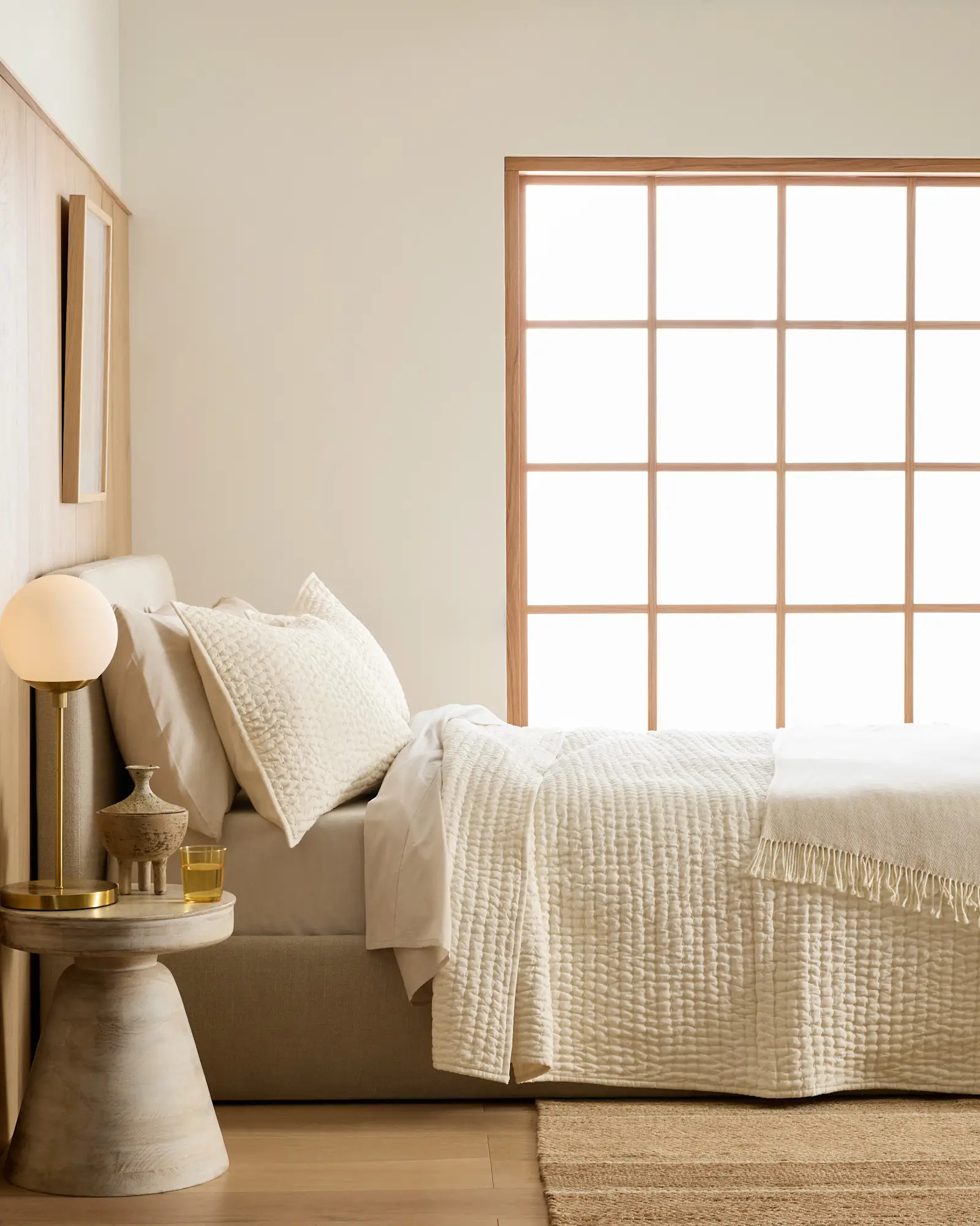 European Linen Cotton Stitch Quilt | Quince