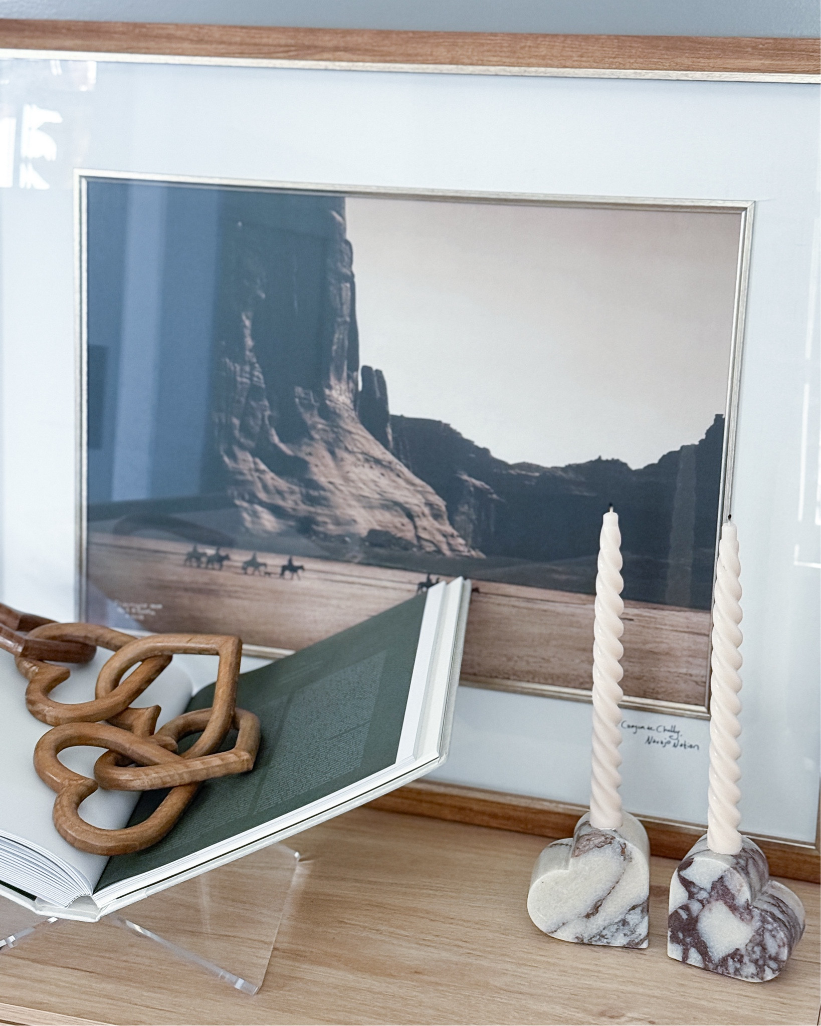 Marble details always feel timeless & these heart candle holders add just enough. I love pieces like this that layer in & still feel special year after year. Exact heart chain is from Cracker Barrel. Art is from Home Goods. Candles are from a local boutique. Similar items are tagged. 

marble decor-heart decor-neutral home decor-minimalist decor-candle holders-taper candle holders-stone home accents-shelf styling-kitchen counter decor-modern home details-valentine decor-neutral valentines decor-everyday home styling-cozy home accents-classic home decor

#LTKSeasonal #LTKvlog #LTKHome