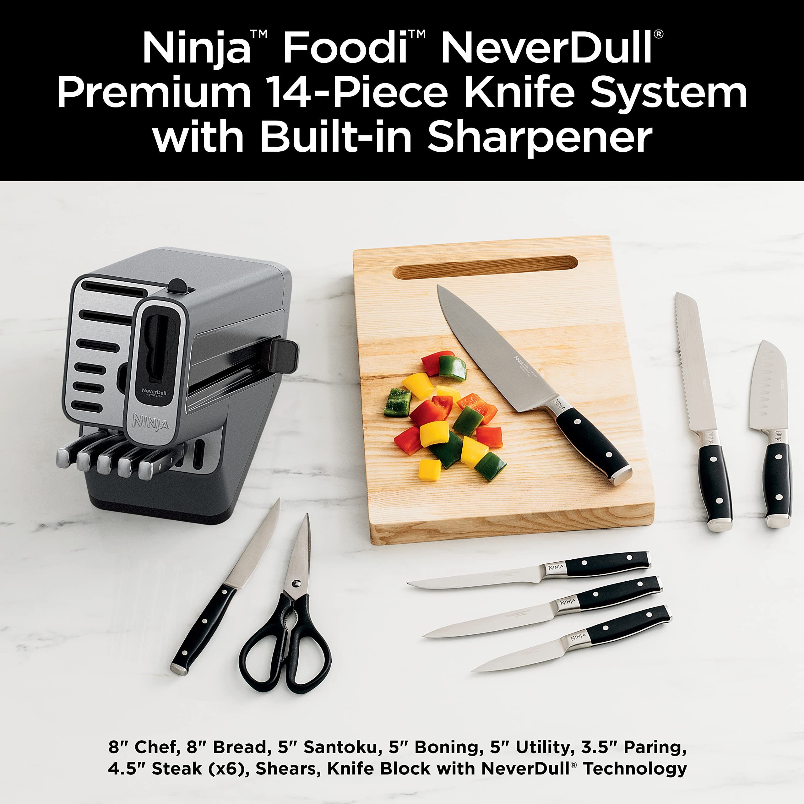 Ninja K32014 Foodi NeverDull Premium Knife System, 14 Piece Knife Block Set with Built-in Sharpen... | Amazon (US)