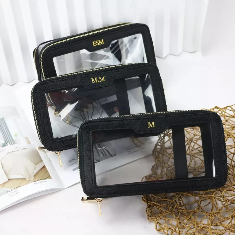 Personalized leather makeup case, Monogrammed cosmetic bag, Travel storage case, makeup artist st... | Etsy (US)