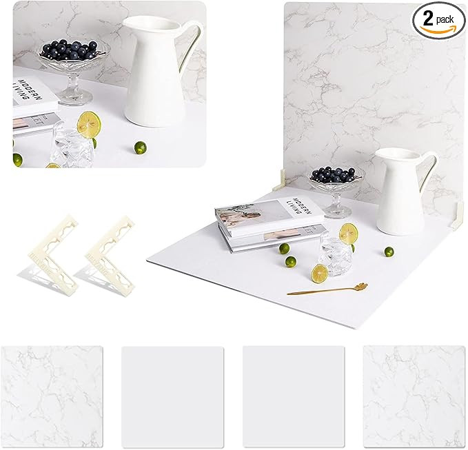 2 PCS Boards Photo Backdrop 2 Marbles Texture for Flat Lay, Food Photography Background 24x24 Inc... | Amazon (US)