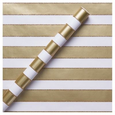 Gold Glitter Stripe Gift Wrap - Spritz™ | Target