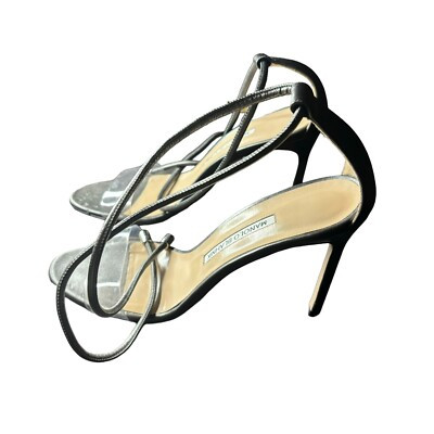 Manolo Blahnik Estro 105 Sandal Heels Gray  Clear Size EU 39.5 | eBay US