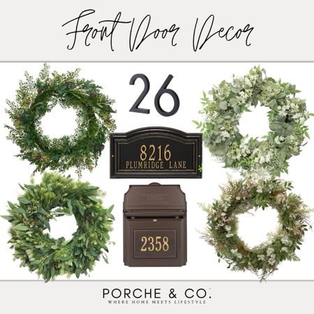 Front door decor, front door wreath, porch numbers, mailbox
#visionboard #moodboard #porcheandco

#LTKSeasonal #LTKhome #LTKstyletip