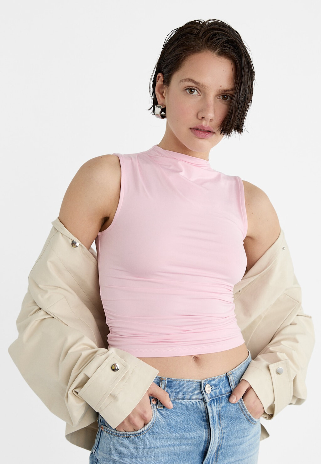 Gathered T-shirt | Stradivarius (UK)