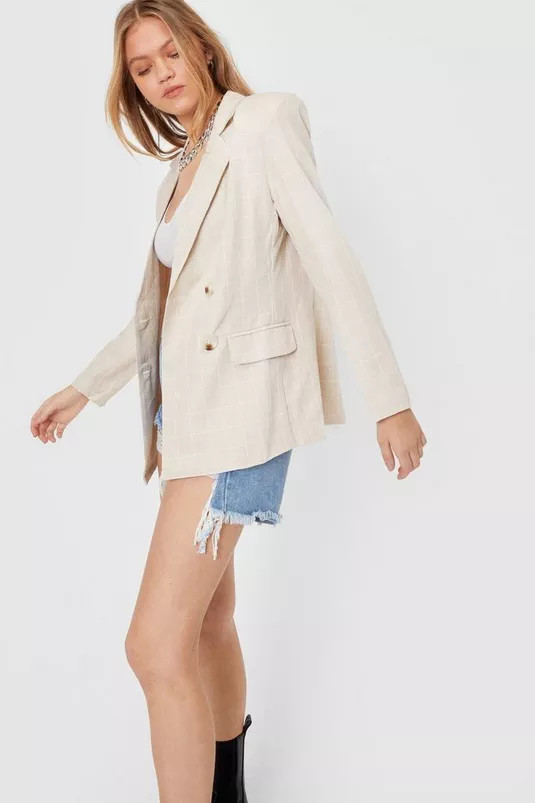 Check Oversized Double Breasted Blazer | Nasty Gal (US)