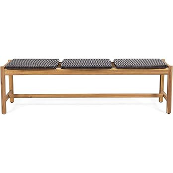 Christopher Knight Home Bonnie Outdoor 3 Seater Wicker Bench, Teak and Brown | Amazon (US)