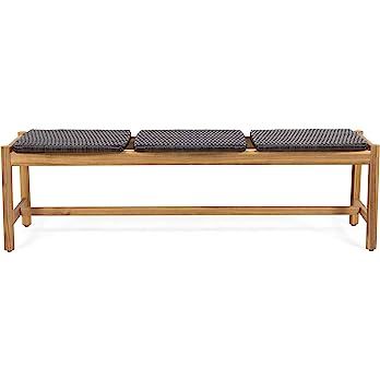 Christopher Knight Home Bonnie Outdoor 3 Seater Wicker Bench, Teak and Brown | Amazon (US)