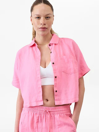 Retreat Linen Short Sleeve Shirt | Athleta | Athleta