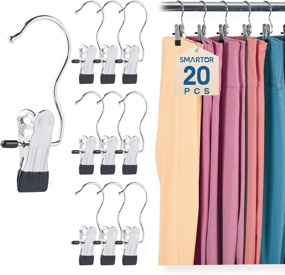Legging Organizer for Closet, Yoga Pants Hangers 20 Pack Hanging Clips Coated Clips for Leggings,... | Amazon (US)