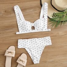 Polka Dot Knot Tanga Bikini Swimsuit | SHEIN