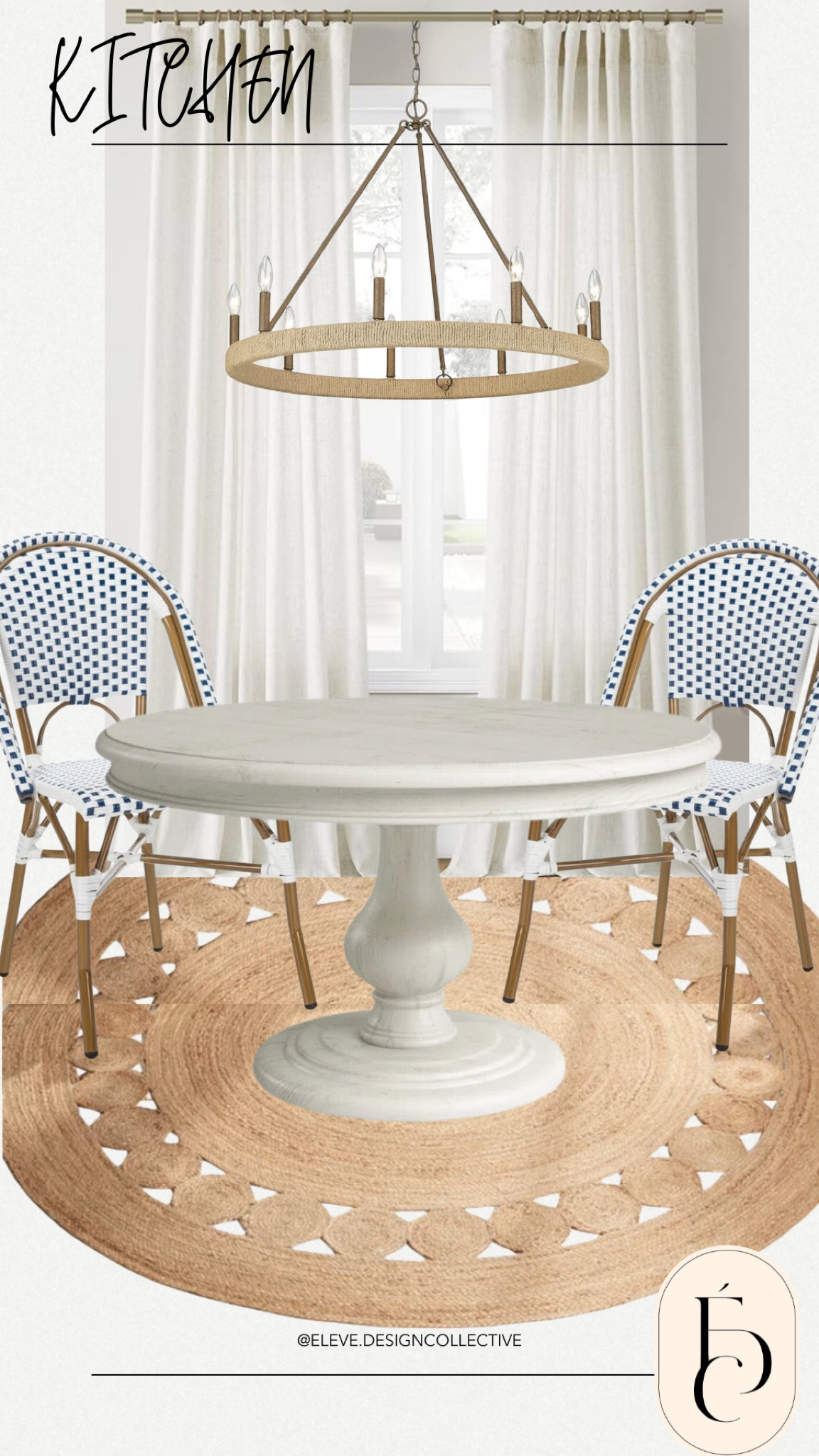 Coastal beach or lake house kitchen inspo 💙 and all items are currently on sale + these indoor/outdoor dining chairs are perfect to wipe clean!

#coastalkitchen #kitcheninspo #diningtable #flatweaverug #indooroutdoorchairs #wayfair #ltkhome #target #wagonwheelchandelier 

#LTKHome #LTKSaleAlert #LTKFallSale