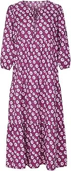 Womens Summer Dresses Vintage Boho Maxi Dress Long Sleeve Beach Long Dress Bohemian Floral Maxi D... | Amazon (US)