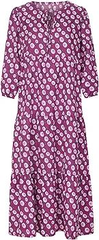 Womens Summer Dresses Vintage Boho Maxi Dress Long Sleeve Beach Long Dress Bohemian Floral Maxi D... | Amazon (US)