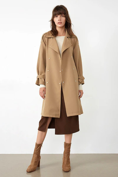 Dewit Burly Wood Double Breast Trench Coat | J.ING