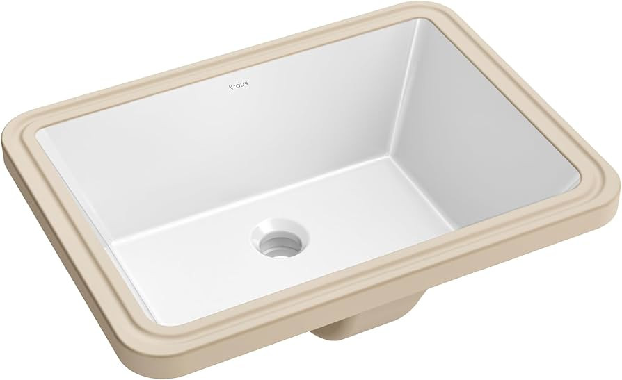 KRAUS Elavo 20.25 in. Rectangular Porcelain Ceramic Undermount Bathroom Sink in White with Overfl... | Amazon (US)