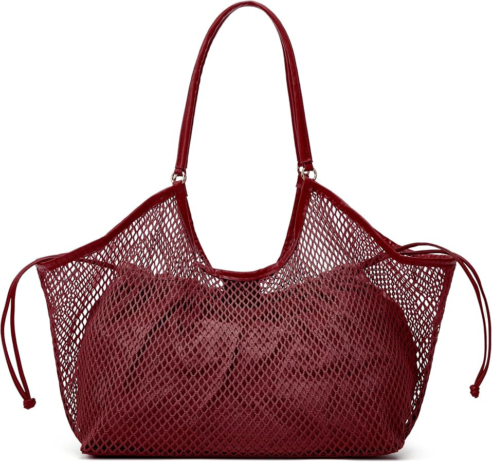 Large Mesh Hobo for Women Summer Beach Bag with Inner Bag Large Tote Elegant Purses for Vacation ... | Amazon (US)