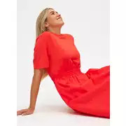 Buy Red Poplin Short Sleeve Midaxi Dress 10 | Dresses | Tu | Tu Clothing