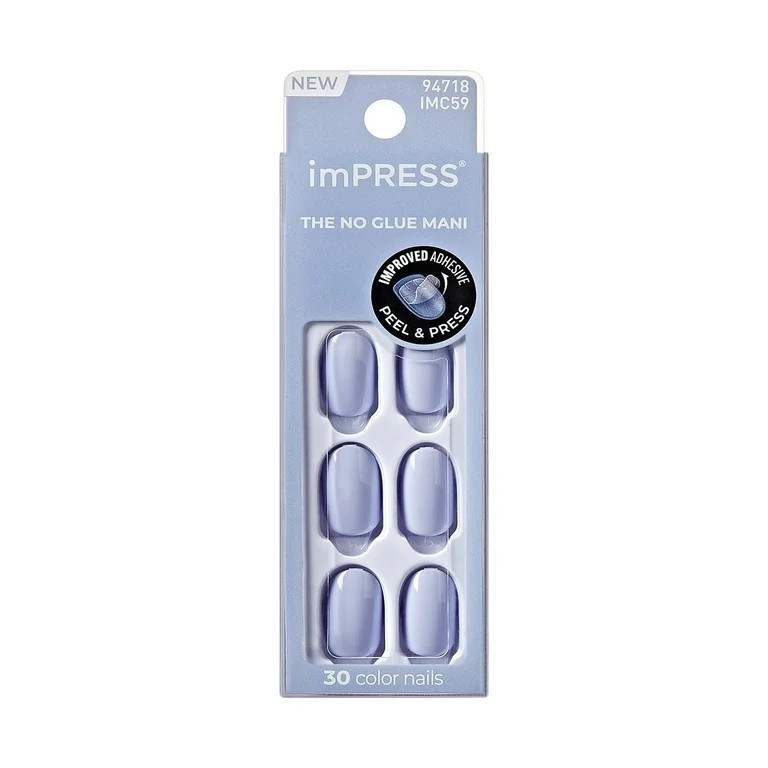 KISS imPRESS Color  Press on Nails, The Answer, Purple, Short Oval, 30 Count | Walmart (US)