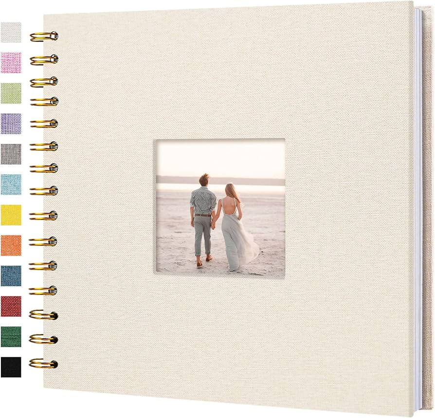 8 x 8 Inch Scrapbook Photo Album Linen Cover, Hardcover Kraft White Pages Memory Book, for Travel... | Amazon (US)