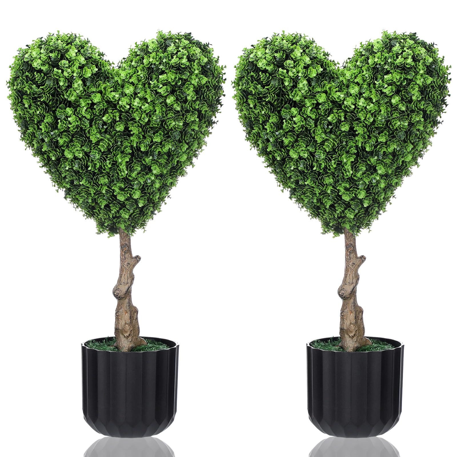 2 Sets 1.97 ft Artificial Heart Boxwood Topiary, Valentine's Day Heart Shaped Topiary Trees, Faux... | Amazon (US)